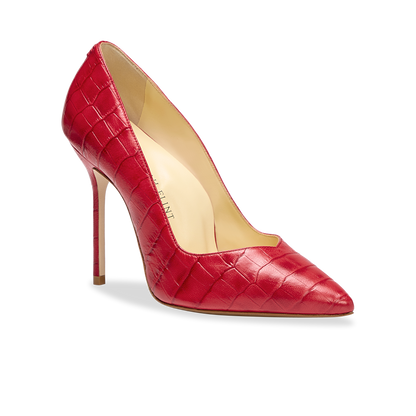 Perfect Pump 100 in Red Croc Embossed Nappa