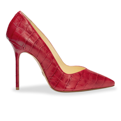 Perfect Pump 100 in Red Croc Embossed Nappa