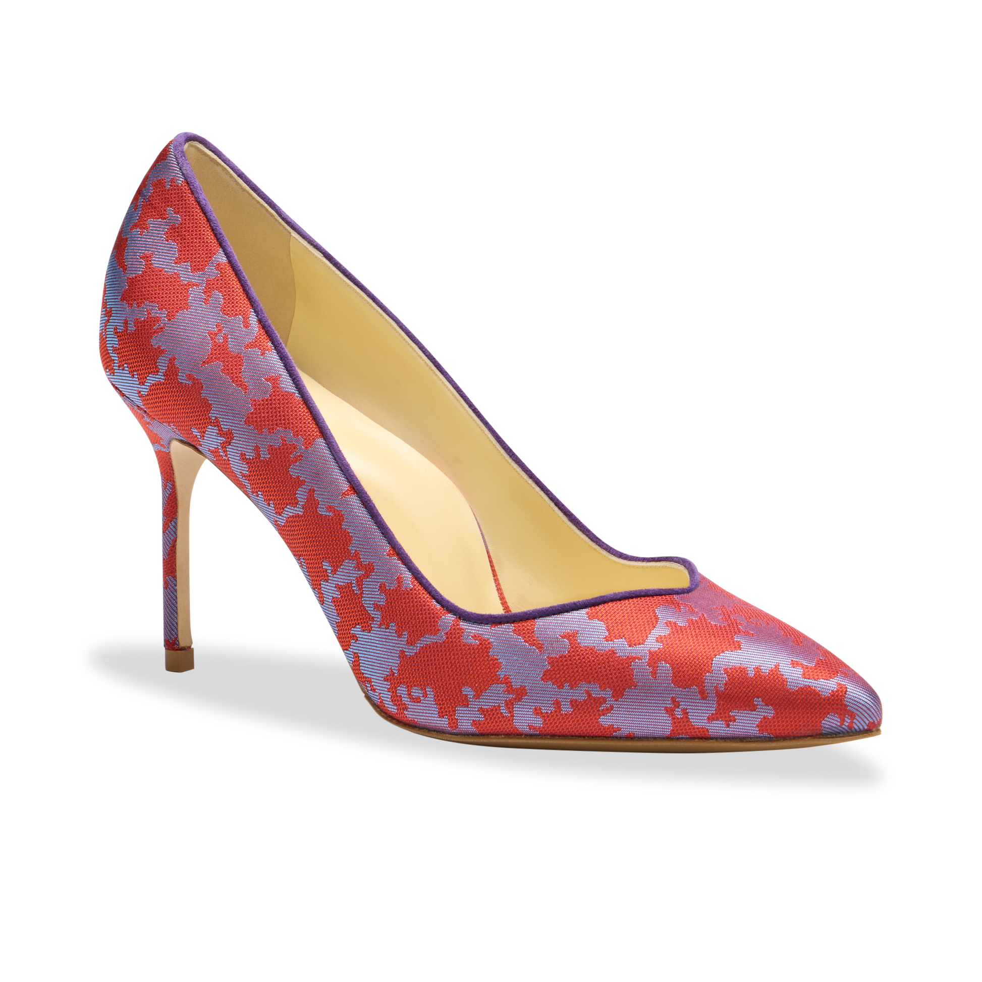 Perfect Pump 85 in Scarlet & Mauve Silk Jacquard