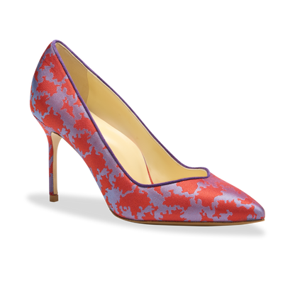 Perfect Pump 85 in Scarlet & Mauve Silk Jacquard