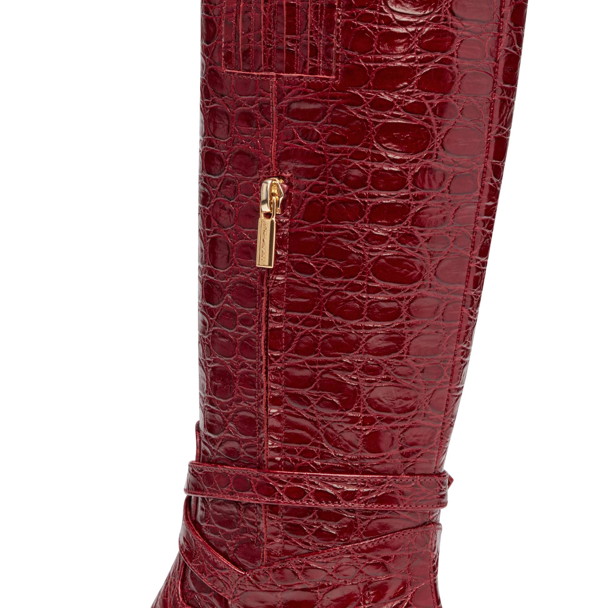 Perfect Riding Boot 30 in Garnet Croc Embossed Calf