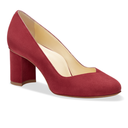 Perfect Round Toe Pump in Burgundy Suede
