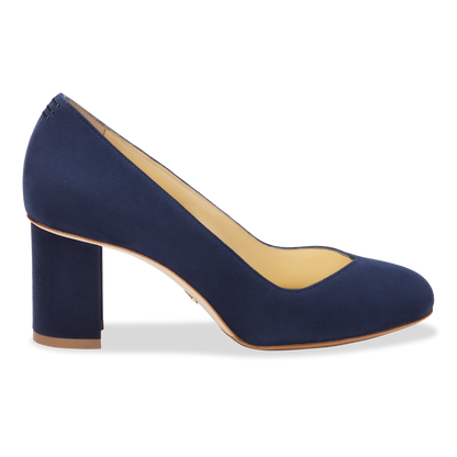 Perfect Round Toe Pump in Navy Suede