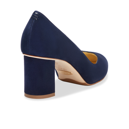 Perfect Round Toe Pump in Navy Suede