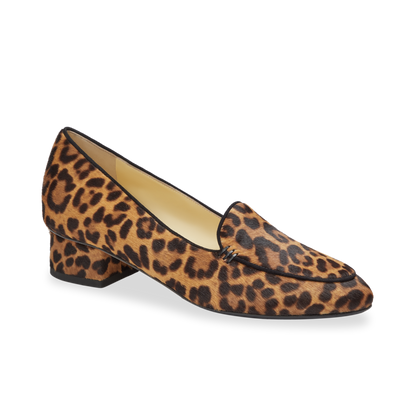 30mm Italian Made Rosie Flat in Chocolate Leopard Hair Calf