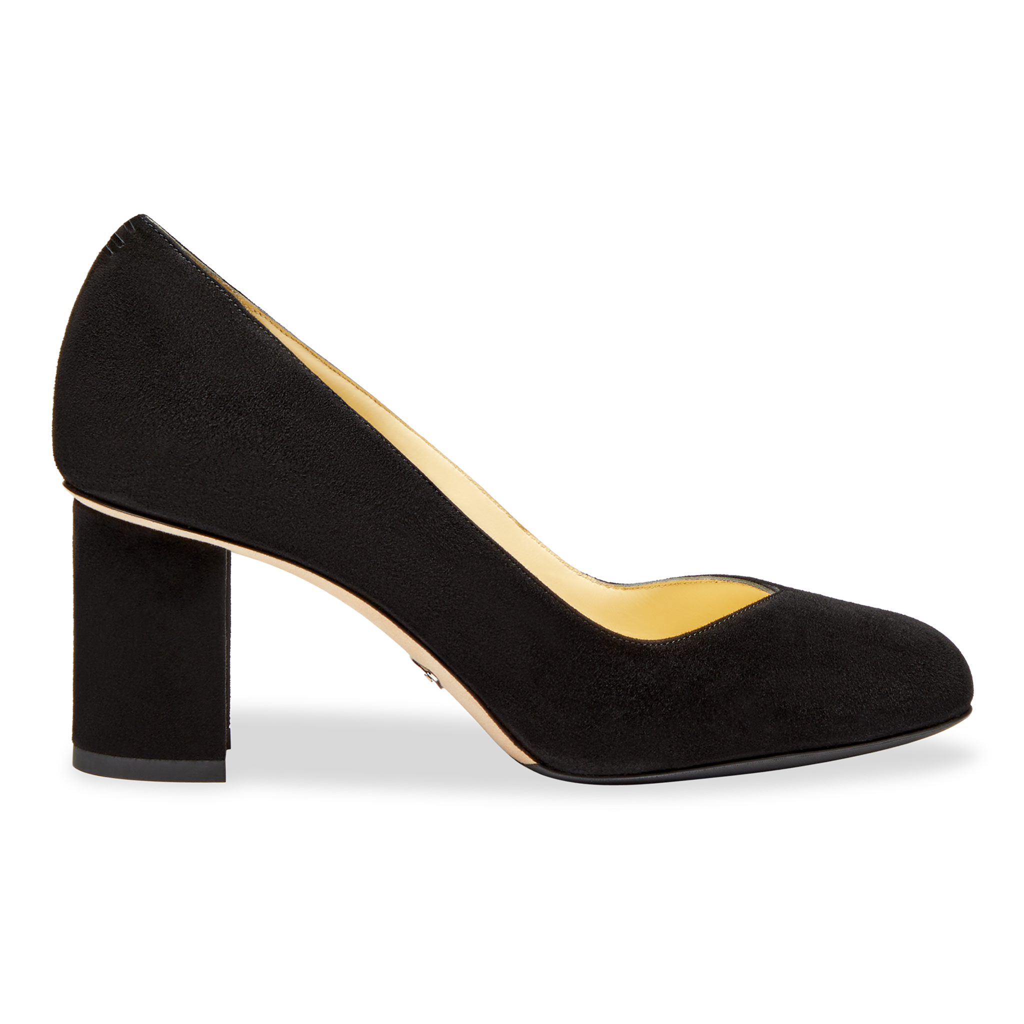 Perfect Round Toe Pump in Black Suede Handcrafted in Italy