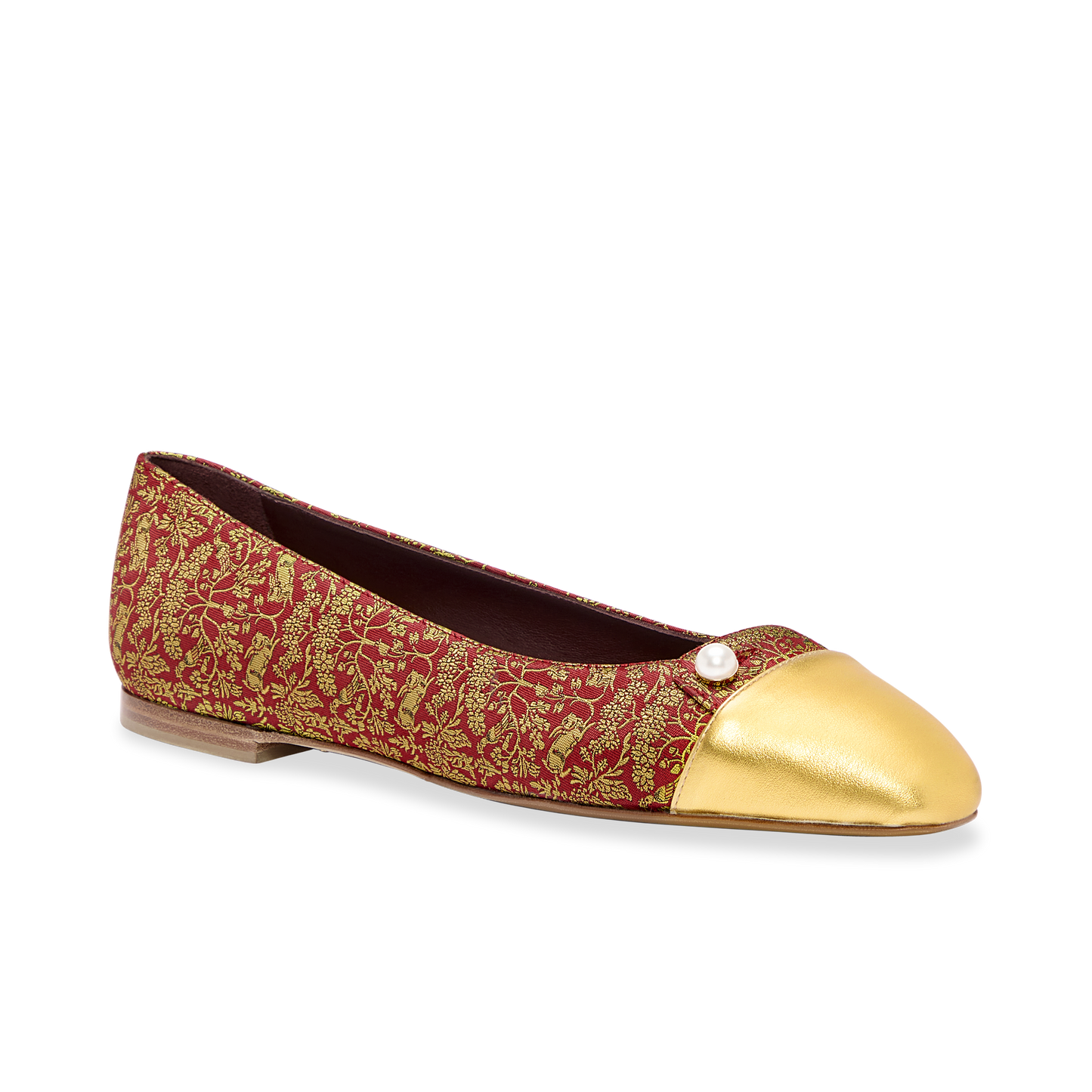 Sacchetto Ballet Flat in Bright Red Rabbit Jacquard