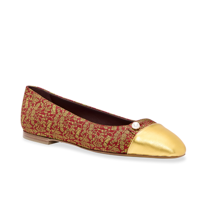 Sacchetto Ballet Flat in Bright Red Rabbit Jacquard