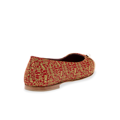 Sacchetto Ballet Flat in Bright Red Rabbit Jacquard