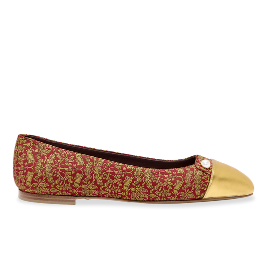 Sacchetto Ballet Flat in Bright Red Rabbit Jacquard