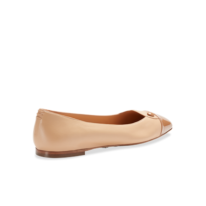 10mm Italian Made Sacchetto Ballet Flat Squared Toe Flat in Sand Nappa