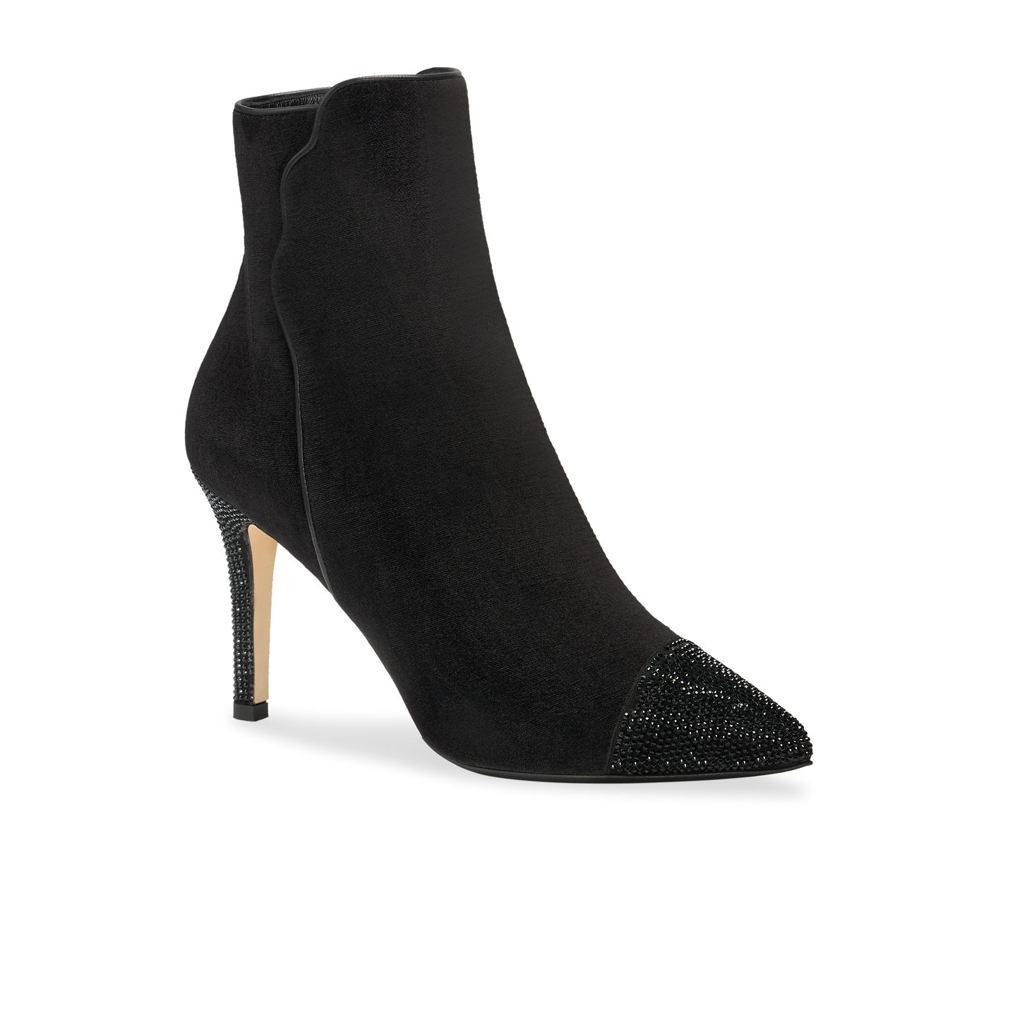 Perfect Dress Bootie 90 in Black Velvet & Crystal