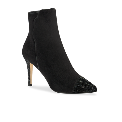 Perfect Dress Bootie 90 in Black Velvet & Crystal