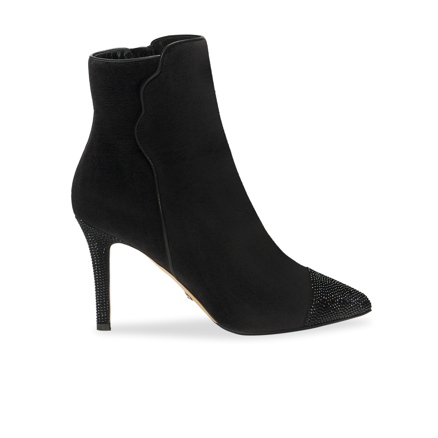 Perfect Dress Bootie 90 in Black Velvet & Crystal