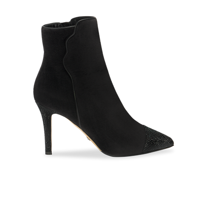 Perfect Dress Bootie 90 in Black Velvet & Crystal